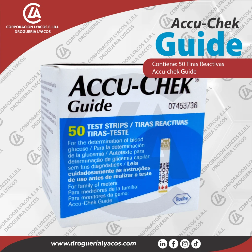 tiras reactivas accu-chek guide x50 en corporacion lyacos drogueria lyacos