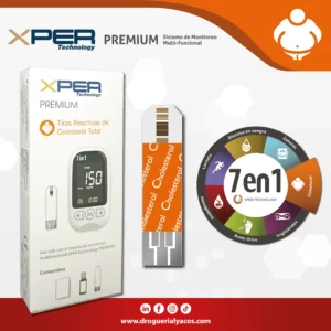 Tiras reactivas de colesterol del sistema de monitoreo xper technology premium 7 en 1 distribuido por Corporacion Lyacos E.I.R.L Drogueria lyacos