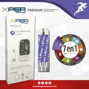 Tiras reactivas de lactato del sistema de monitoreo xper technology premium 7 en 1 distribuido por Corporacion Lyacos E.I.R.L Drogueria lyacos